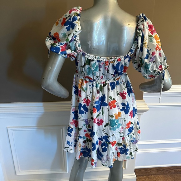 Cake For Dinner Multicolored Floral White Linen BlendSundress Sz Small - Picture 3 of 4